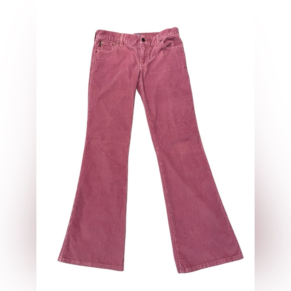 Y2K 2000s Hollister Pink Corduroy Stretch Flare Low Rise Pants Juniors size 9